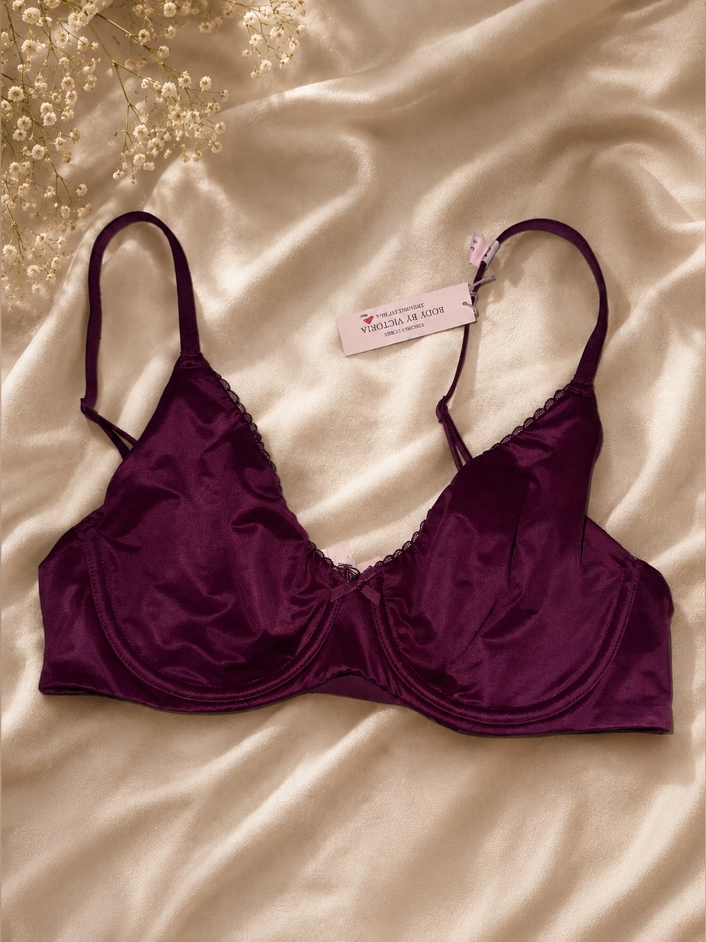 Victoria's Secret Deep Plum Satin Underwire Bra